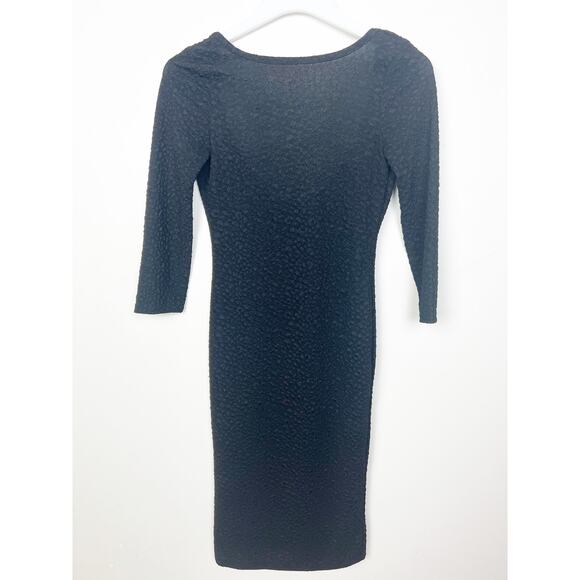 love J Black Textured Boatneck Scoop back Bodycon Dress Size Small - Picture 1 of 7